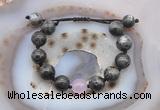 CGB9801 12mm round black labradorite & candy jade adjustable bracelets