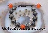 CGB9803 12mm round black labradorite & candy jade adjustable bracelets