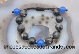 CGB9807 12mm round black labradorite & candy jade adjustable bracelets