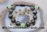 CGB9809 12mm round black labradorite & candy jade adjustable bracelets