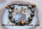 CGB9813 12mm round black labradorite & yellow tiger eye adjustable bracelets