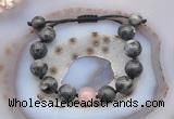 CGB9823 12mm round black labradorite & rose quartz adjustable bracelets