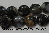 CGE123 15.5 inches 12mm flat round glaucophane gemstone beads