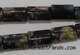 CGE168 15.5 inches 10*16mm flat tube glaucophane gemstone beads