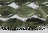 CGH55 15.5 inches 15*20mm flat teardrop green hair stone beads