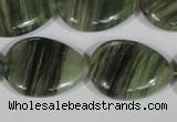 CGH57 15.5 inches 22*30mm flat teardrop green hair stone beads