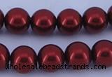 CGL324 10PCS 16 inches 8mm round dyed glass pearl beads wholesale