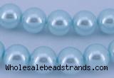 CGL342 10PCS 16 inches 4mm round dyed glass pearl beads wholesale