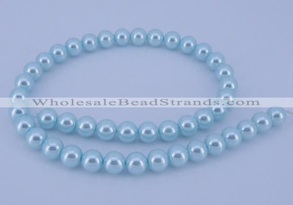 CGL344 10PCS 16 inches 8mm round dyed glass pearl beads wholesale