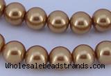 CGL64 10PCS 16 inches 8mm round dyed glass pearl beads wholesale