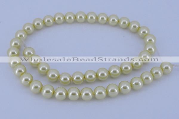 CGL84 10PCS 16 inches 8mm round dyed glass pearl beads wholesale