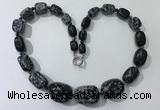 CGN132 22 inches 10*14mm - 20*30mm nuggets snowflake obsidian necklaces