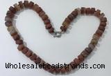 CGN177 20 inches 7*12mm - 9*12mm tyre matte red agate necklaces