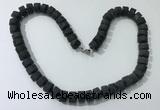 CGN181 20 inches 7*12mm - 9*12mm tyre matte smoky quartz necklaces