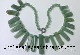 CGN194 23 inches 8*20mm - 11*60mm green aventurine stick necklaces