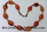 CGN218 22 inches 6mm round & 18*25mm oval agate necklaces