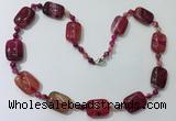 CGN238 22 inches 6mm round & 18*25mm rectangle agate necklaces