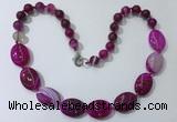 CGN253 20.5 inches 8mm round & 18*25mm oval agate necklaces