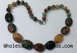 CGN256 20.5 inches 8mm round & 18*25mm oval agate necklaces