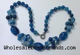 CGN294 24.5 inches chinese crystal & blue agate beaded necklaces