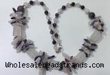 CGN302 27.5 inches chinese crystal & mixed quartz beaded necklaces