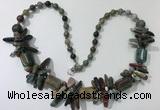 CGN307 27.5 inches chinese crystal & Indian agate beaded necklaces