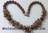 CGN359 19.5 inches chinese crystal & goldstone beaded necklaces