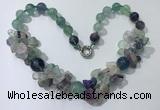 CGN371 19.5 inches round & chips fluorite beaded necklaces