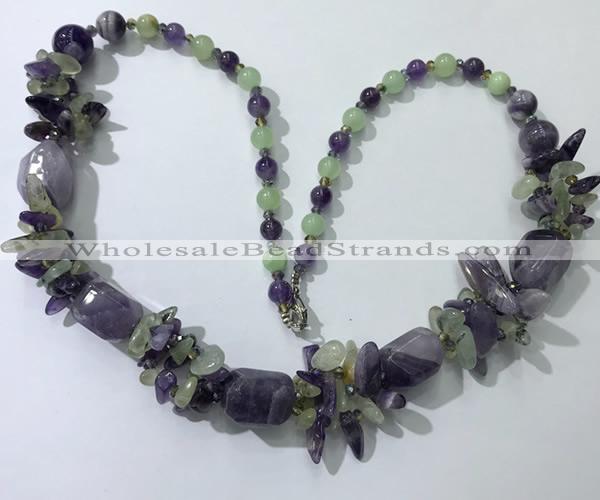 CGN387 23 inches chinese crystal & mixed quartz beaded necklaces