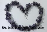 CGN403 19.5 inches chinese crystal & amethyst chips beaded necklaces