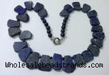 CGN432 20 inches freeform lapis lazuli gemstone beaded necklaces