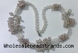 CGN450 25.5 inches chinese crystal & rose quartz beaded necklaces