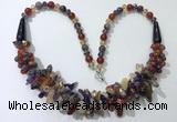 CGN461 22 inches chinese crystal & mixed gemstone beaded necklaces