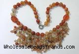 CGN480 21.5 inches chinese crystal & striped agate beaded necklaces