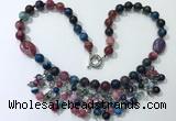 CGN486 21.5 inches chinese crystal & striped agate beaded necklaces