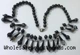 CGN497 21 inches chinese crystal & striped agate beaded necklaces