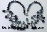 CGN498 21 inches chinese crystal & striped agate beaded necklaces