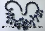 CGN505 21 inches chinese crystal & lapis lazuli beaded necklaces