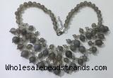 CGN568 19.5 inches stylish 4mm - 12mm grey agate beaded necklaces