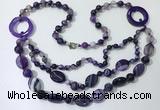 CGN597 23.5 inches striped agate gemstone beaded necklaces