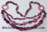 CGN598 23.5 inches striped agate gemstone beaded necklaces