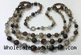 CGN611 24 inches chinese crystal & striped agate beaded necklaces