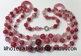 CGN624 24 inches chinese crystal & striped agate beaded necklaces