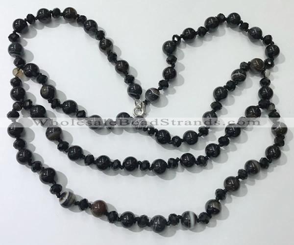 CGN659 22 inches chinese crystal & striped agate beaded necklaces