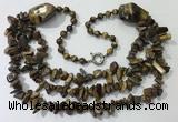 CGN676 22 inches stylish yellow tiger eye beaded necklaces