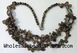 CGN702 22.5 inches chinese crystal & yellow tiger eye beaded necklaces