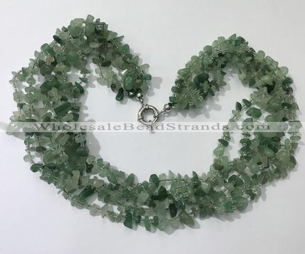 CGN726 19.5 inches stylish 6 rows green aventurine chips necklaces