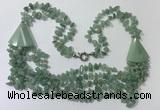 CGN785 23.5 inches stylish green aventurine chips necklaces