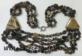 CGN791 23.5 inches stylish mixed tiger eye nuggets necklaces