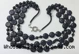 CGN801 23.5 inches stylish 3 rows round & coin blue goldstone necklaces